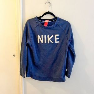 Nike crewneck sweatshirt, long sleeves, blue/white, size XS